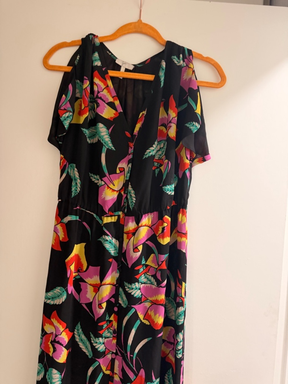 Joie Black Maxi Dress with Pink, Teal & Orange Floral Print 0054 - Picture 2 of 2